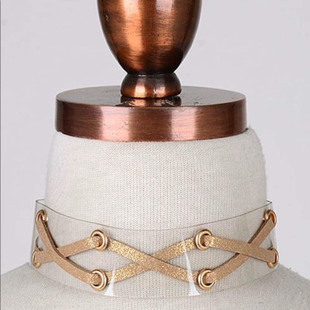 Gold cross choker